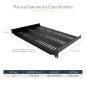StarTech.com Étagère Rack 19 pouces 1U - Plateau Rackable Universel Ventilé - Étagère Cantilever Baie de Brassage 19" - Rangemen