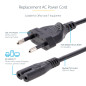 StarTech.com Câble d'alimentation pour Ordinateur Portable de 2m - Prise EU vers C7, 2,5A 250WG, 18AWG - Câble d'alimentation po StarTech.com Câble d'alimentation pour Ordinateur Portable de 2m - Prise EU vers C7, 2,5A 250WG, 18AWG - Câble d'alimentation po