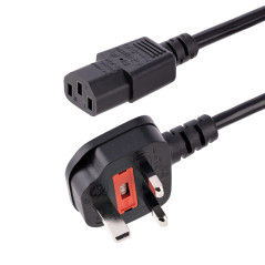 StarTech.COM Câble d'alimentation pour PC UK - BS 1363 à C13, 18AWG, 10A 250V - Cordon d'alimentation Ordinateur/Ordinateur Port