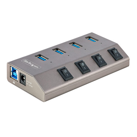 StarTech.com Hub USB-C avec Auto-Alimenté à 4 Ports - Hub USB Type C vers USB-A pour PC - Hub USB 3.0 5Gbps avec Alimentation 4
