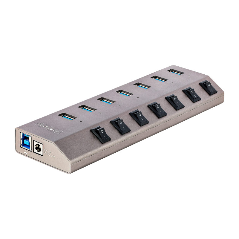 StarTech.com Hub USB-C Auto-Alimenté à 7 Ports - Type C vers USB-A pour PC - USB 3.0 5Gbps avec Alimentation - Splitter avec BC 