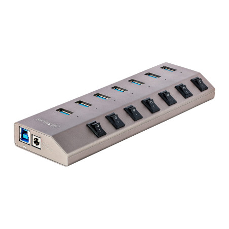 StarTech.com Hub USB-C Auto-Alimenté à 7 Ports - Type C vers USB-A pour PC - USB 3.0 5Gbps avec Alimentation - Splitter avec BC