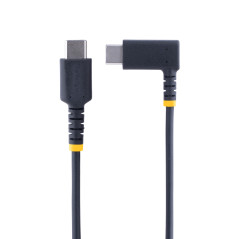 StarTech.com Câble USB C Coudé Noir 15cm - Cordon 60W PD 3A - Fibre Aramide Robuste - USB 2.0 Type C - Chargeur Rapide (R2CCR-15