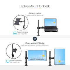 StarTech.com Support de Bureau pour Ordinateur Portable - Support PC Portable (4,5kg) et Écran jusqu'à 34" (8kg) - Support Burea