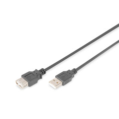 DIGITUS Câble d'extension USB 2.0 – 5 m – USB A (fiche) vers type A (prise) – 480 Mbps – pour imprimantes, lecteurs de cartes, c