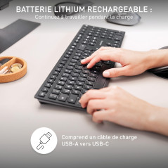 CHERRY KW 9100 SLIM, clavier au design sans fil, Disposition espagnole (QWERTY), Connexion au choix Bluetooth ou radio 2,4 GHz, 