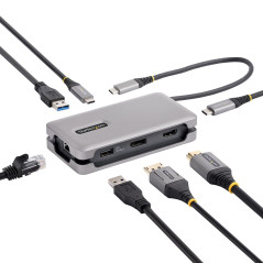 StarTech.com Adaptateur Multiport USB-C - 4K 60Hz HDMI/DP - Hub USB 3 Ports - 100W PD Pass-Through, GbE, Mini Station d'accueil