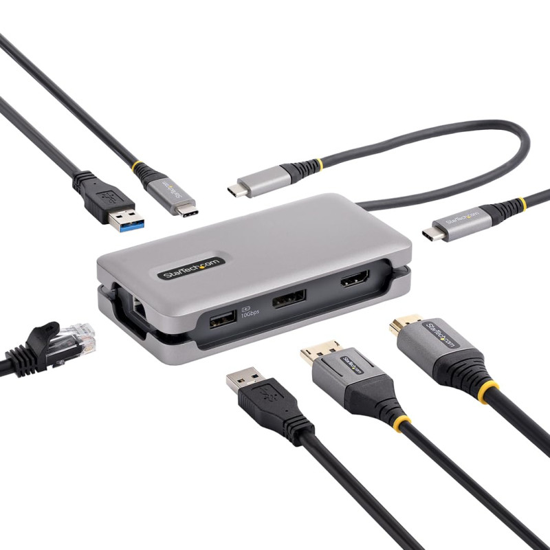 StarTech.com Adaptateur Multiport USB-C - 4K 60Hz HDMI/DP - Hub USB 3 Ports - 100W PD Pass-Through, GbE, Mini Station d'accueil 