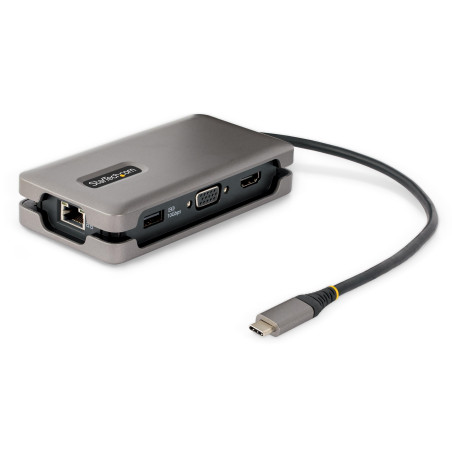 StarTech.com Adaptateur Multiport USB-C - 4K60Hz HDMI/VGA - Hub USB 3 Ports - 100W PD Pass-Through, GbE, Mini Station d'Accueil
