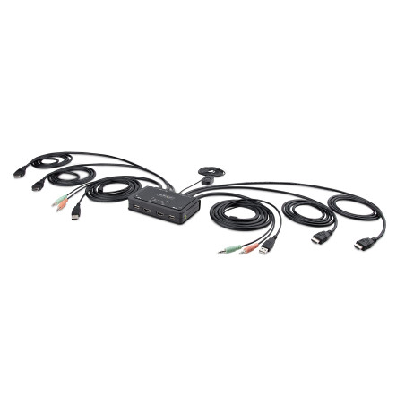 StarTech.com Switch KVM 2 Ports avec Câble HDMI, 4K 60Hz - Commutateur KVM Compact avec Câbles Intégrés USB-A/HDMI/Audio de 1,5