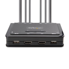 StarTech.com Switch KVM 2 Ports avec Câble HDMI, 4K 60Hz - Commutateur KVM Compact avec Câbles Intégrés USB-A/HDMI/Audio de 1,5 