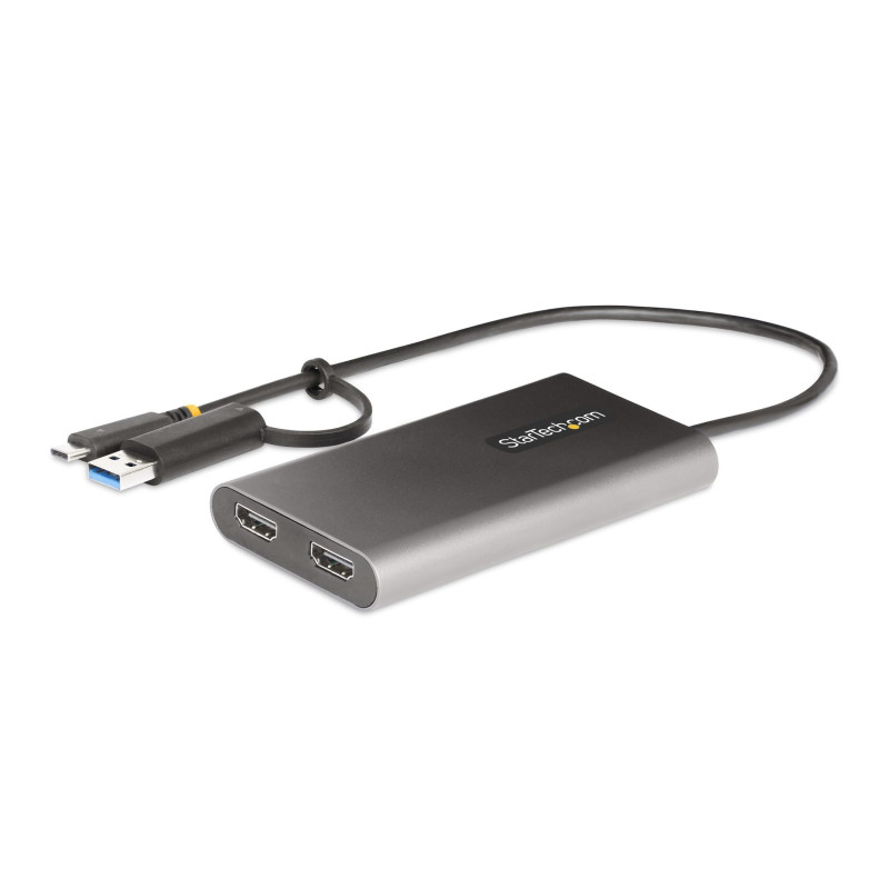 StarTech.com Adaptateur USB-C vers Double HDMI - USB-C ou A vers 2X HDMI - 4K 60Hz - 100W Power Delivery Pass-Through - Câble In StarTech.com Adaptateur USB-C vers Double HDMI - USB-C ou A vers 2X HDMI - 4K 60Hz - 100W Power Delivery Pass-Through - Câble In