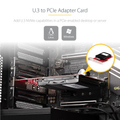 StarTech.com Carte Adaptateur U.3 vers PCIe, Adaptateur PCIe 4.0 x4 pour SSD U.3 NVMe de 2,5" - Carte d'Extension PCI Express SF