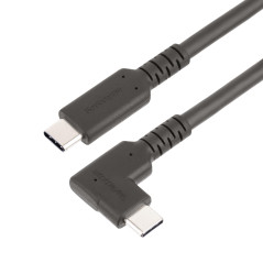 StarTech.com Câble USB-C Robuste à Angle Droit de 1m, USB 3.2 Gen 2 (10 Gbps), Cordon de Transfert de Données USB-C à C Complet