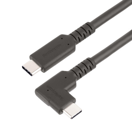 StarTech.com Câble USB-C Robuste à Angle Droit de 1m, USB 3.2 Gen 2 (10 Gbps), Cordon de Transfert de Données USB-C à C Complet