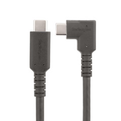 StarTech.com Câble USB-C Robuste à Angle Droit de 1m, USB 3.2 Gen 2 (10 Gbps), Cordon de Transfert de Données USB-C à C Complet