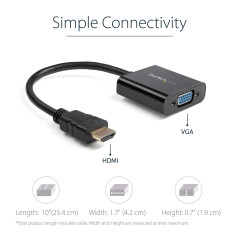 StarTech.com Adaptateur d'Affichage Haut Débit 1080p 60Hz HDMI vers VGA - Convertisseur Vidéo Actif HDMI vers VGA (Mâle vers Fem