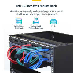 StarTech.com Support pour Panneau de Brassage Mural 12U - Profondeur 34,9cm - Rack d'Équipement Réseau à Montage Mural - Rack Mu