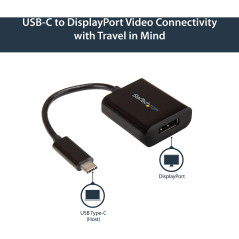 StarTech.com Adaptateur USB-C vers DisplayPort - 4K 60Hz/8K 30Hz - Dongle USB Type-C vers DP 1.4 HBR2 - Adaptateur USB-C Vidéo C
