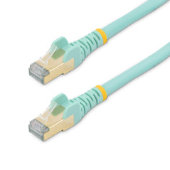 StarTech.com Câble réseau Cat6a STP blindé sans crochet - 3 m Aqua - Cordon Ethernet RJ45 anti-accroc - Câble patch (6ASPAT3MAQ)