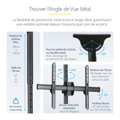 StarTech.com Double support de plafond pour TVs dos à dos avec poteau de 3,5 à 5 pieds - Téléviseurs de 32" à 75" (FPCEILBTB)