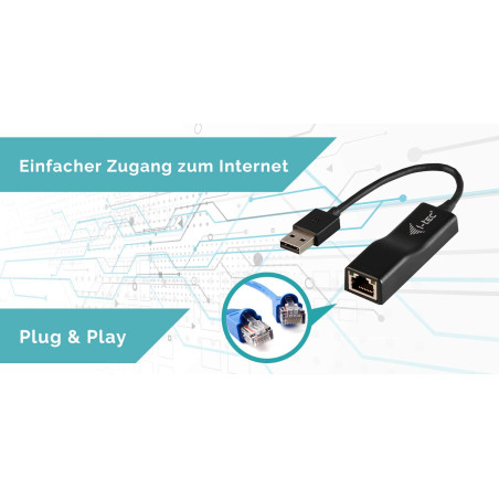 i-tec USB 2.0 Rapide Ethernet LAN Network Adapter USB 2.0 vers RJ45 avec LED pour Windows MacOS Linux