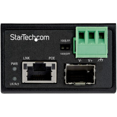 StarTech.com Convertisseur Fibre RJ45 PoE+ Industriel 30W - SFP vers RJ45 - Gigabit Fibre Optique Mono Mode/Multi Mode vers Cuiv