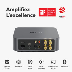 WiiM Amp : Amplificateur de Streaming Multiroom | Compatible avec AirPlay, Google Cast, Alexa | HDMI, Contrôle Vocal | Diffusez