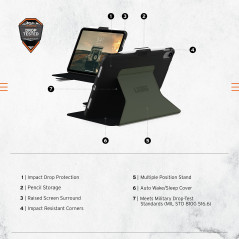Urban Armor Gear Scout Folio Étui Apple iPad 10.9" Pouces (10e génération / 2022) Coque de Protection [Rabat Avant magnétique, R