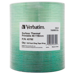VERBATIM CD-R 700MB 52x White Thermal Printable SP*100 43792