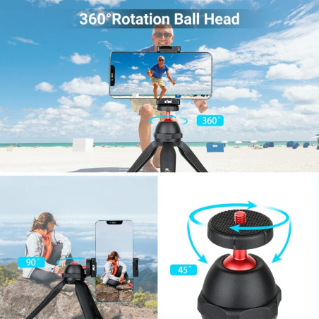 KIWIFOTOS Mini trépied de bureau avec tête sphérique rotative à 360 ° pour appareil photo compact et sans miroir Vlog, appareil