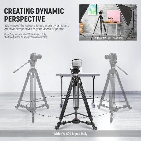 NEEWER Dolly Trépied Robuste Professionnel Photographique avec Roulette en Caoutchouc et Monture Réglable pour Nikon Sony DSLR C
