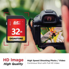 Gigastone Carte mémoire SDHC UHS-I U1 Classe 10 Haute Vitesse Full HD Vidéo Canon Nikon Sony Pentax Kodak Olympus Panasonic 32 G