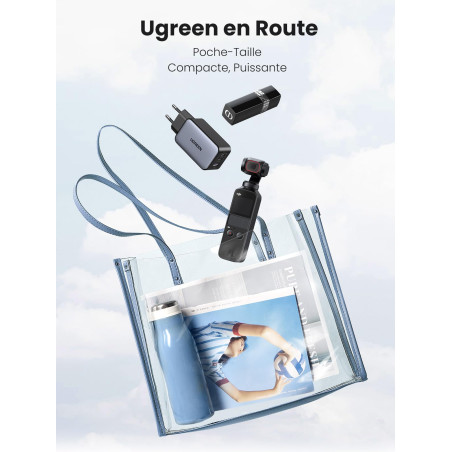 UGREEN Nexode 65W Chargeur USB C Rapide 3 Ports GaN Prise USB C Compatible avec iPhone 17 Pro Max Air 16 15 14 13 12 Galaxy S25