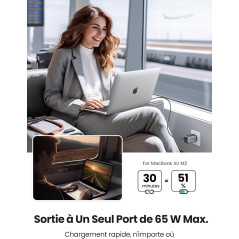 UGREEN Nexode 65W Chargeur USB C Rapide 3 Ports GaN Prise USB C Compatible avec iPhone 17 Pro Max Air 16 15 14 13 12 Galaxy S25 