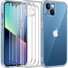 ivoler Clair Coque pour iPhone 13, et 3 pièces Verre Trempé, Protège la Lentille Ultra Transparent Étui de Protection en Silicon