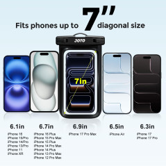 JOTO Pochette Étanche Smartphone Certifiée IPX8 iPhone 16/15/14/13/12/11 Plus Pro Max, Redmi Note 13/13 Pro 12 A3, Galaxy A15 A3