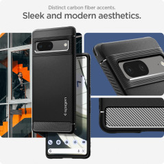 Spigen Rugged Armor Coque Compatible avec Pixel 7 - Noir Mat