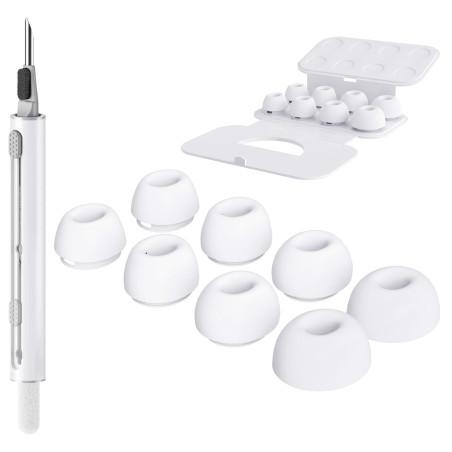 Seltureone 4 Paires Embouts de Rechange pour Airpods Pro/Airpods Pro 2 & Kit de Nettoyage avec Trou de Réduction du Bruit, Bouch