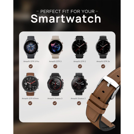 MoKo Bracelet Compatible avec Amazfit Bip 6/5/Balance 2/1/GTR 4/3/3 Pro/2/2e/GTR 47mm/Stratos 3/2/Cheetah Round/Pro, 22mm Bracel
