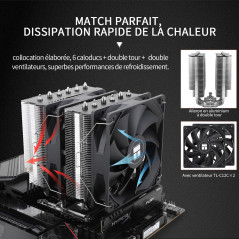 Thermalright Peerless Assassin 120 SE Refroidisseur d'air CPU, PA120 SE, 6 caloducs refroidisseur de CPU, double ventilateur TL-