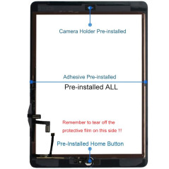 JPUNG Digitizer Écran Tactile de Rechange pour iPad Air 1 (A1474, A1475, A1476) 9.7", pour iPad Air 1ère génération, avec Bouton