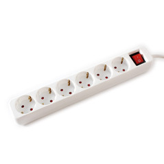 VALUE Bâti de Prises 6X avec Interrupteur, Blanc, 10 m