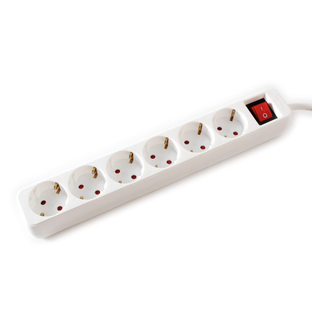 VALUE Bâti de Prises 6X avec Interrupteur, Blanc, 10 m