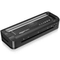 Amazon Basics Plastifieuse thermique A4 3 en 1, fonctions de découpage, perforage et arrondi de coins, 10 pochettes incluses, pr