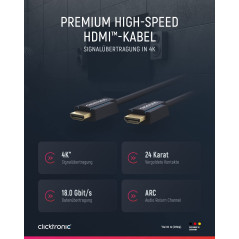 Clicktronic 70306 Casual Câble HDMI High Speed avec Ethernet, 7.5m Longueur