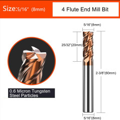 ASNOMY 1Pc forets à 4 cannelures tige droite End Mill Cutter - de 8 mm - HRC55 Fraise à Ensemble de droite carbure CNC pour perc