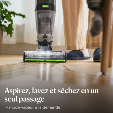 Bissell CrossWave HydroSteam Pet, Aspirateur Balai Laveur à Câble, Aspire, Lave & Sèche, Nettoyeur Vapeur Puissant, Idéal pour M