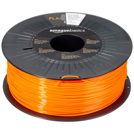 Amazon Basics Filament PLA pour imprimante 3D, 1.75 mm, Orange fluo, Bobine, 1 kg
