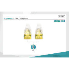 DIGITUS Câble LAN Cat 6A - 15m - RJ45 Câble réseau - S/FTP Blindé - Compatible Cat-6 & Cat-7 - Gris